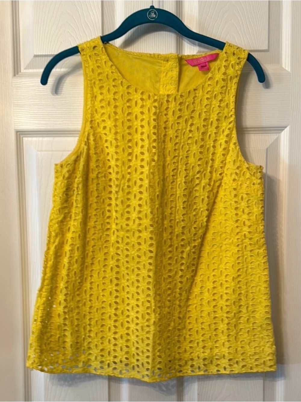 Lilly Pulitzer Bright Yellow Eyelet Sleeveless Tank Medium